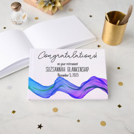 Happy Retirement Blue Paars Waterverf Aangepast Gastenboek