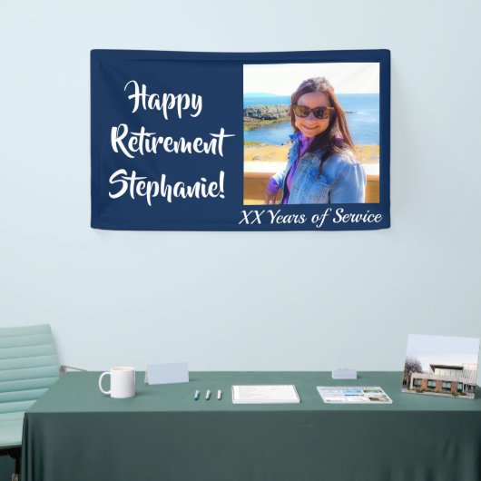 Happy Retirement Blue Photo Retirement Party Spandoek (Beurs)