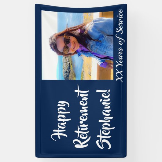 Happy Retirement Blue Photo Retirement Party Spandoek (Verticaal)