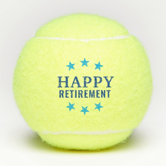 Happy Retirement Blue Star Tennis Balls Tennisballen (Voorkant)