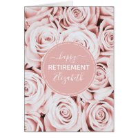 Happy Retirement blush roze bloemenschrift naam