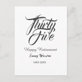 Happy retirement bold letter name year elegant sim briefkaart