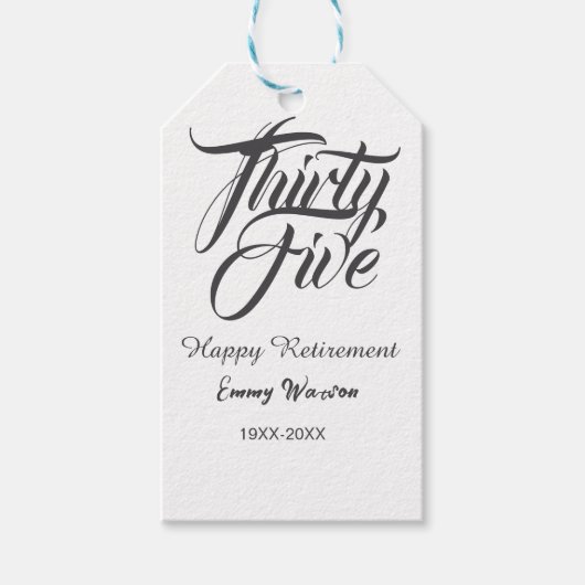Happy retirement bold letter name year elegant sim cadeaulabel (Voorkant)