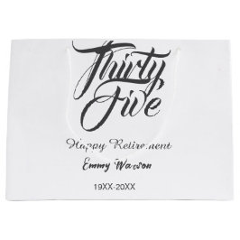 Happy retirement bold letter name year elegant sim groot cadeauzakje