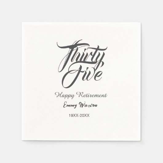 Happy retirement bold letter name year elegant sim servet (Voorkant)