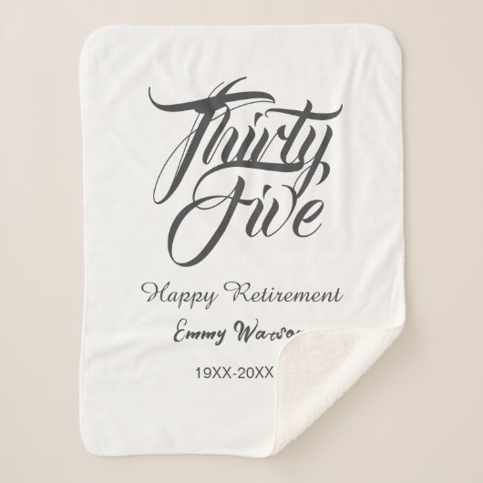 Happy retirement bold letter name year elegant sim sherpa deken (Voorkant)
