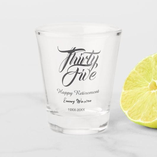 Happy retirement bold letter name year elegant sim shot glas (Voorkant)