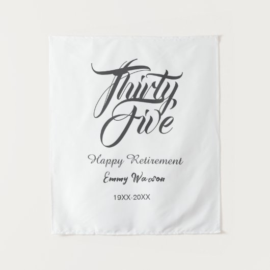 Happy retirement bold letter name year elegant sim wandkleed (Voorkant)