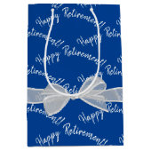Happy Retirement bow op blauw Medium Cadeauzakje (Voorkant)