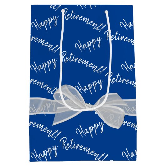 Happy Retirement bow op blauw Medium Cadeauzakje (Achterkant)