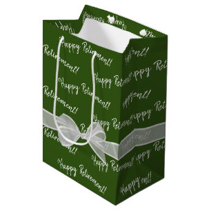 Happy Retirement Bow op groen Medium Cadeauzakje