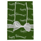 Happy Retirement Bow op groen Medium Cadeauzakje (Achterkant)