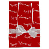Happy Retirement Bow op Red Medium Cadeauzakje (Achterkant)