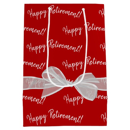 Happy Retirement Bow op Red Medium Cadeauzakje (Achterkant)