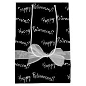 Happy Retirement bow op zwart Medium Cadeauzakje (Achterkant)