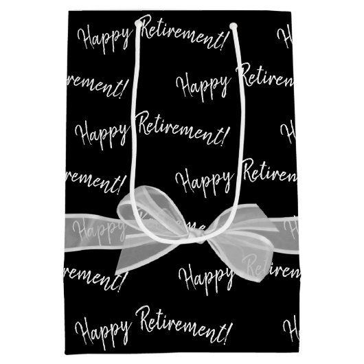 Happy Retirement bow op zwart Medium Cadeauzakje (Achterkant)