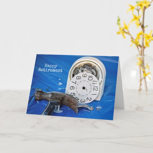 Happy Retirement Broken Alarm Clock Kaart (Gele Bloem)