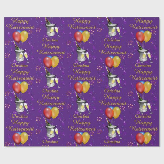 Happy Retirement Celebration Sparking Wine Cadeaupapier (Vlak)