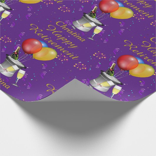 Happy Retirement Celebration Sparking Wine Cadeaupapier (Hoek)