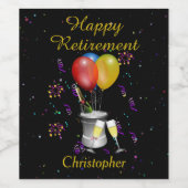 Happy Retirement Celebrble en ballonnen Wijn Etiket (Enkel label)