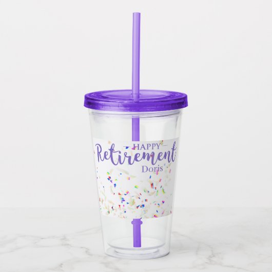 Happy Retirement Confetti Acryltumbler Acryl Drinkbeker (Voorkant)
