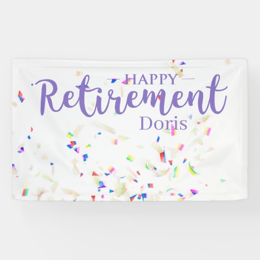 Happy Retirement Confetti Spandoek (Horizontaal)