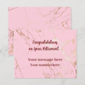 Happy Retirement Congrates Marble Blush Pink Notitiekaartje (Voorkant / Achterkant)