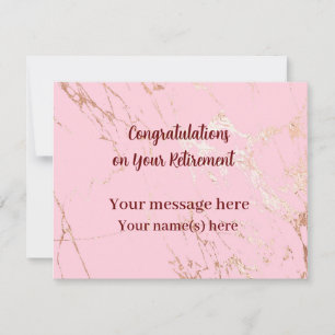 Happy Retirement Congrates Marble Blush Pink Notitiekaartje