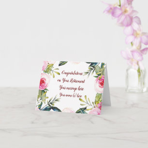 Happy Retirement Congrents Flowers Cursive Script Kaart