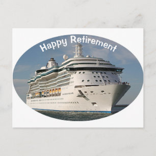 Happy Retirement: Cruiseschip 3 (ovaal) Briefkaart