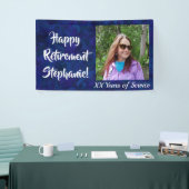 Happy Retirement Dark Blue Photo Retirement Party Spandoek (Beurs)