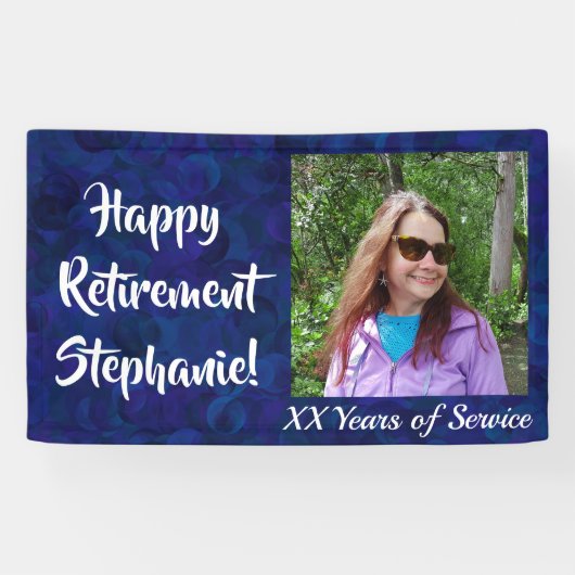 Happy Retirement Dark Blue Photo Retirement Party Spandoek (Horizontaal)