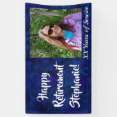 Happy Retirement Dark Blue Photo Retirement Party Spandoek (Verticaal)