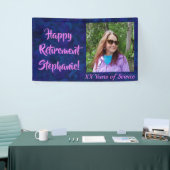 Happy Retirement Dark Blue Photo Retirement Party Spandoek (Beurs)