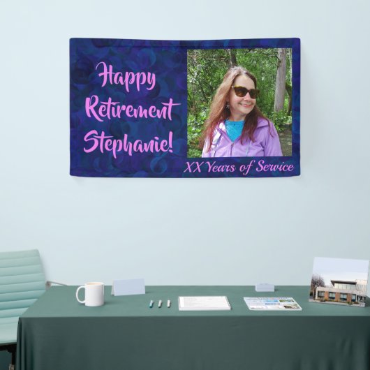 Happy Retirement Dark Blue Photo Retirement Party Spandoek (Beurs)