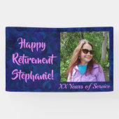 Happy Retirement Dark Blue Photo Retirement Party Spandoek (Horizontaal)
