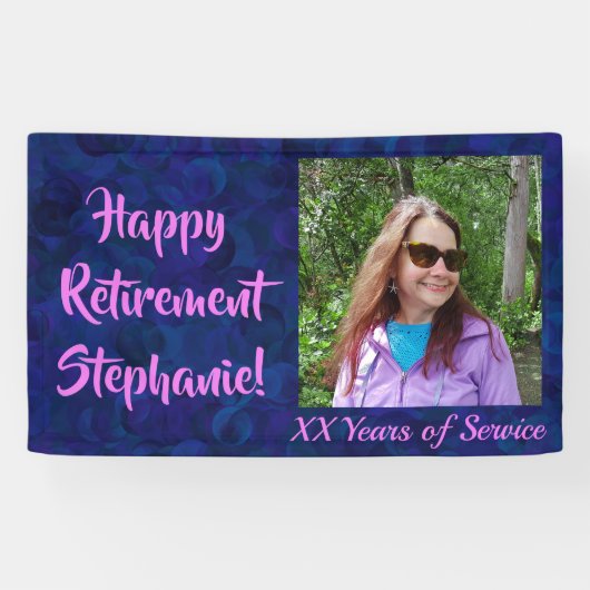 Happy Retirement Dark Blue Photo Retirement Party Spandoek (Horizontaal)