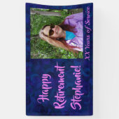 Happy Retirement Dark Blue Photo Retirement Party Spandoek (Verticaal)