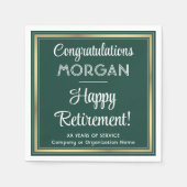 Happy Retirement Elegant Groen en Goud Partij Servet (Voorkant)