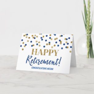 Happy Retirement Felicitaties Blue Gold Stippen Kaart