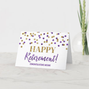 Happy Retirement Felicitaties Paarse gouden Stippe Kaart