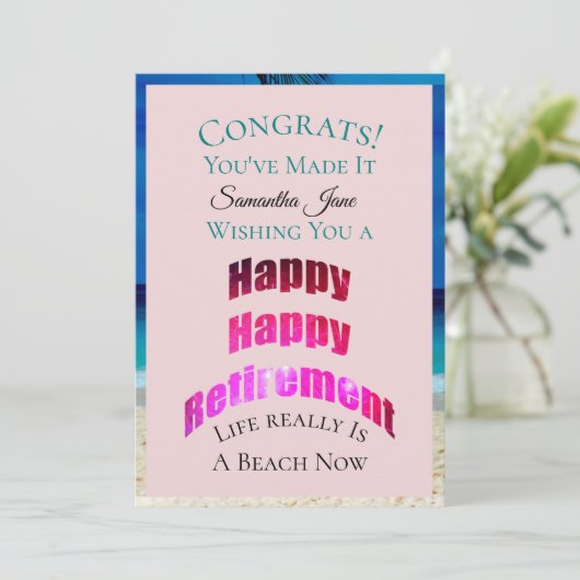 Happy Retirement feliciteert haar naam - Kaart (Staand voorkant)