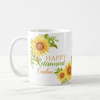 Happy Retirement Floral Gepersonaliseerde Witte Mo Koffiemok