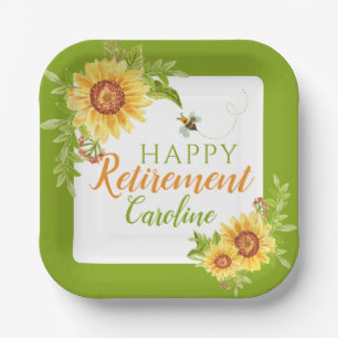 Happy Retirement Floral Sunflower Papieren Bordje