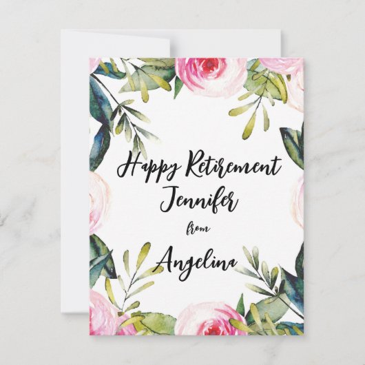 Happy Retirement Floral Waterverf Cursive Script (Voorkant)