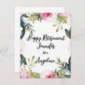 Happy Retirement Floral Waterverf Cursive Script (Voorkant / Achterkant)