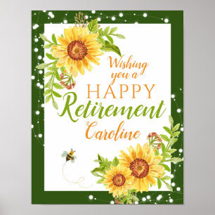 Happy Retirement Floral Yellow Sunflower Poster