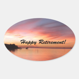 Happy Retirement Florida Sunset Ovale Sticker