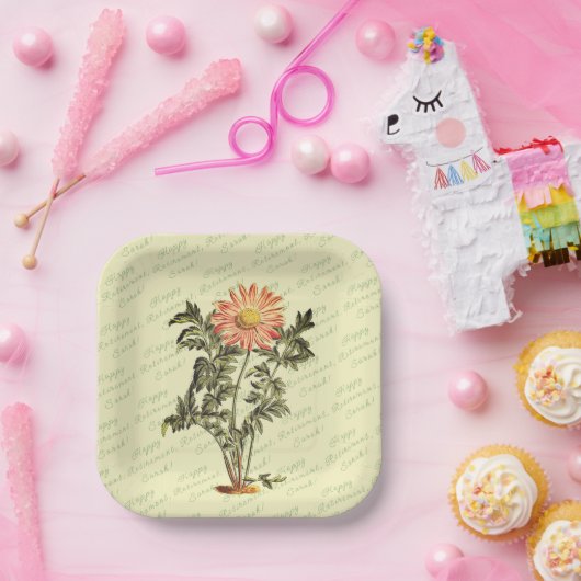 Happy Retirement Flower gepersonaliseerd Papieren Bordje (Feest)