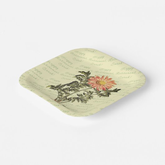 Happy Retirement Flower gepersonaliseerd Papieren Bordje (Gebogen)